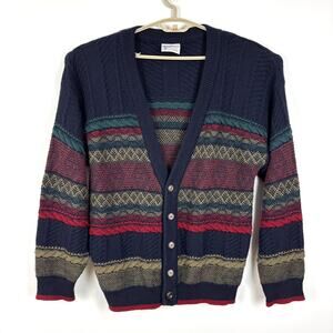 Sovrano Australia Pure New Wool Striped Cardigan Sweater size 18/ 100cm /44 inch